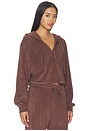 view 3 of 5 Terry Classic Zip Up Sweatshirt in Chocolate Brown