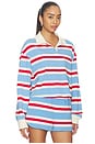 view 2 of 4 PULL STRIPED COTTON JERSEY RUGBY in Blue, Red, & White