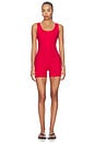 view 1 of 4 COMBISHORT RIBBED JOHANNA ONESIE in Cherry