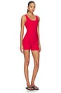 view 2 of 4 COMBISHORT RIBBED JOHANNA ONESIE in Cherry