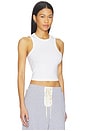 view 2 of 4 Racer Crop Tank Top in White