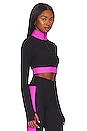 view 2 of 4 Thermal Eva Crop Top in Black & Rose Violet