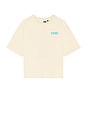 view 2 of 3 Coming Soon Me Crop Tee in Cream & Teal