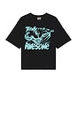 view 1 of 3 Totally Awesome Crop Tee in Black & Teal