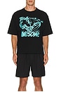 view 3 of 3 Totally Awesome Crop Tee in Black & Teal