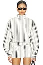 view 1 of 4 BLOUSON STACY COTTON BOXY in Off White Striped