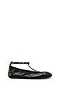 view 1 of 5 Gold Studded T Strap Leather Ballet Flat in Black
