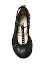view 3 of 5 Gold Studded T Strap Leather Ballet Flat in Black