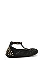 view 4 of 5 Gold Studded T Strap Leather Ballet Flat in Black