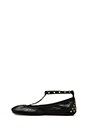 view 5 of 5 Gold Studded T Strap Leather Ballet Flat in Black