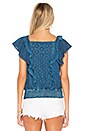 view 3 of 4 Eyelet Ruffle Top in Caribbean OW