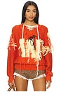view 1 of 5 Letterman Fringed Hockey Pullover in Red