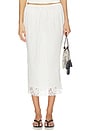 view 2 of 7 Lace Hem Drawstring Skirt in White