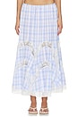 view 1 of 6 Lace Trim Check Maxi Skirt in Blue Check