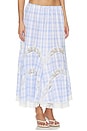 view 2 of 6 Lace Trim Check Maxi Skirt in Blue Check