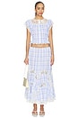 view 5 of 6 Lace Trim Check Maxi Skirt in Blue Check