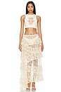 view 4 of 4 Lace Ruffled Maxi Skirt in Cream