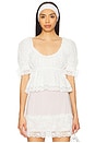 view 1 of 4 Floral Embroidered Short Sleeve Blouse in White