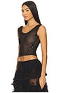 view 2 of 5 Floral Sequin Mesh Top in Black