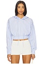 view 1 of 5 Blue Stripe Hoodie Top in Blue
