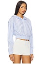view 2 of 5 Blue Stripe Hoodie Top in Blue