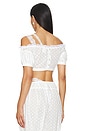 view 3 of 5 Embroidered Ruched Crop Top in White