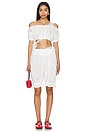 view 4 of 5 Embroidered Ruched Crop Top in White