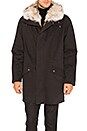 view 2 of 6 Twill Parka with Natural Rabbit and Coyote Fur in Black
