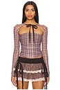 view 1 of 5 Checkered Shrug in Pink & Brown