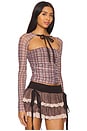 view 2 of 5 Checkered Shrug in Pink & Brown