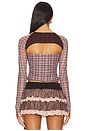 view 3 of 5 Checkered Shrug in Pink & Brown