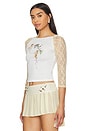 view 3 of 6 Cupid Print Lace Sleeve Top in Ivory