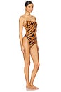 view 2 of 3 Fine Strap One Piece Swimsuit in Brown Zebra