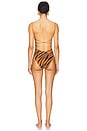 view 3 of 3 Fine Strap One Piece Swimsuit in Brown Zebra