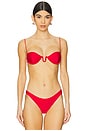 view 1 of 4 Fine Strap Wire Balconette Top in Vermilion Red