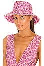 view 1 of 4 Reversible Frayed Bucket Hat in Purple Leopard