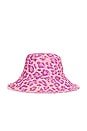 view 3 of 4 Reversible Frayed Bucket Hat in Purple Leopard