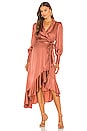 view 1 of 3 Silk Wrap Midi Dress in Rose