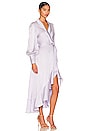 view 2 of 3 Silk Wrap Midi Dress in Lilac