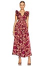 view 1 of 3 Tiggy Frill Shoulder Maxi Dress in Pink & Peach Paisley