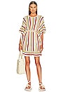view 1 of 3 Vitali Multi Stripe Knit Poncho in Yellow Multi Stripe
