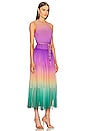 view 2 of 3 Cira Shirred Midi Dress in Green & Purple Ombre