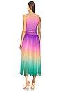 view 3 of 3 Cira Shirred Midi Dress in Green & Purple Ombre