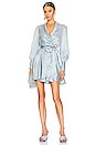 view 1 of 3 Silk Wrap Mini Dress in Ice Blue