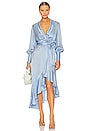 view 1 of 4 Silk Wrap Midi Dress in Sky