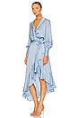 view 3 of 4 Silk Wrap Midi Dress in Sky