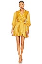 view 1 of 4 Silk Wrap Mini Dress in Marigold