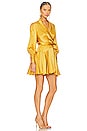 view 2 of 4 Silk Wrap Mini Dress in Marigold