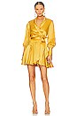 view 4 of 4 Silk Wrap Mini Dress in Marigold