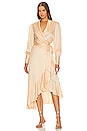 view 1 of 4 Silk Wrap Midi Dress in Sand